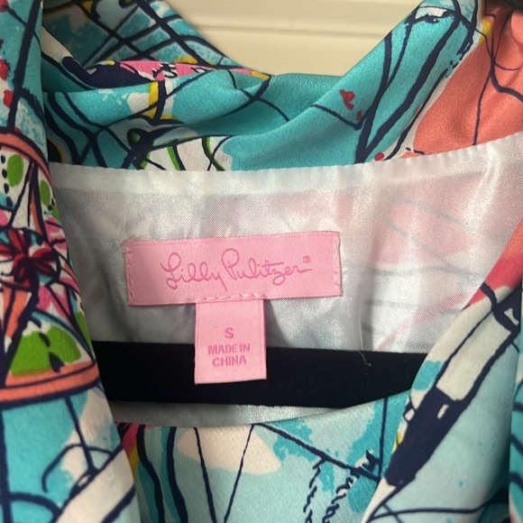 Lilly Pulitzer map print silk dress, small - Picture 3 of 3